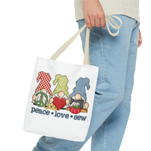 Peace, Love, Sew Gnomes Tote Bag