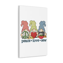 Peace, Love, Sew Gnomes - Canvas Gallery Wraps - White