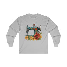 Vintage Floral Sewing Machine Unisex Ultra Cotton Long Sleeve Tee