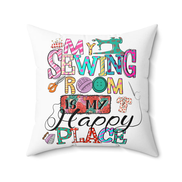 My Sewing Room Spun Polyester Square Pillow - White