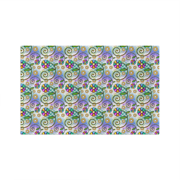 Floral Collage Pattern 1 Microfiber Tea Towel