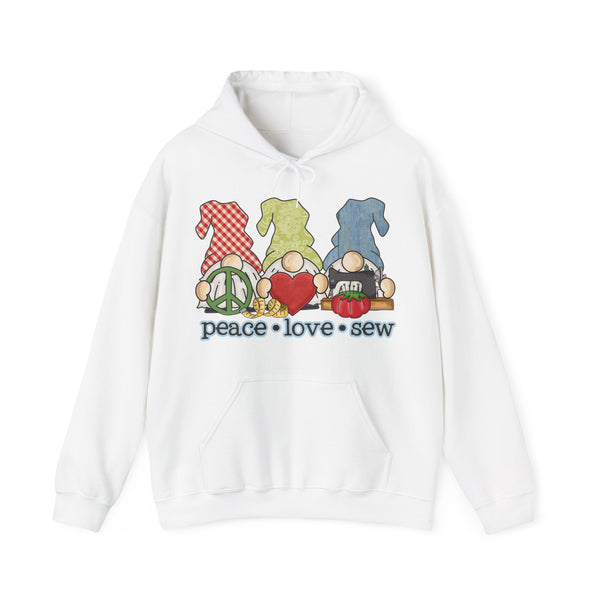 Peace, Love, Sew Gnomes Unisex Heavy Blend™ Hooded Sweatshirt