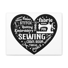 Black Sewing Word Cloud - Canvas Gallery Wraps