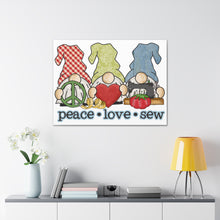 Peace, Love, Sew Gnomes - Canvas Gallery Wraps - White