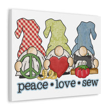 Peace, Love, Sew Gnomes - Canvas Gallery Wraps - White