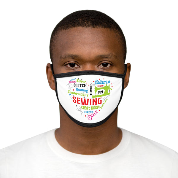 Colorful Sewing Word Cloud Fabric Face Mask