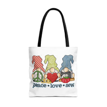 Peace, Love, Sew Gnomes Tote Bag