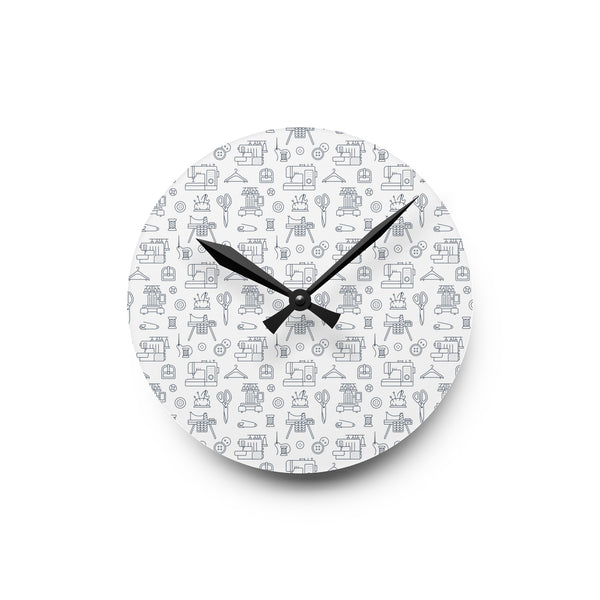 Outlined Sewing Elements Acrylic Wall Clock