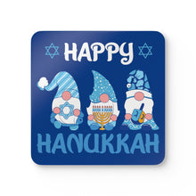Happy Hanukkah Gnomes Corkwood Coaster Set - Blue