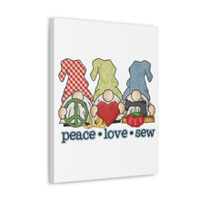 Peace, Love, Sew Gnomes - Canvas Gallery Wraps - White