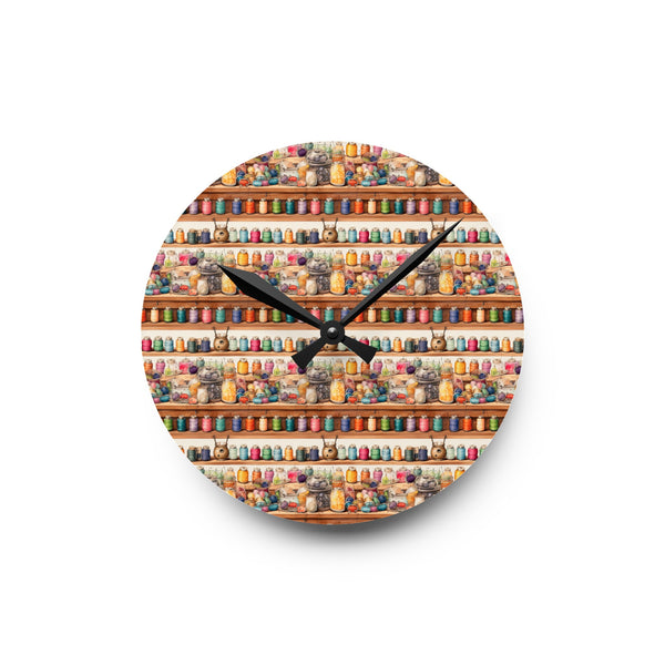 Watercolor Sewing Supplies 4 Acrylic Wall Clock