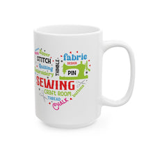 Colorful Sewing Word Cloud Ceramic Mug, (11oz, 15oz)