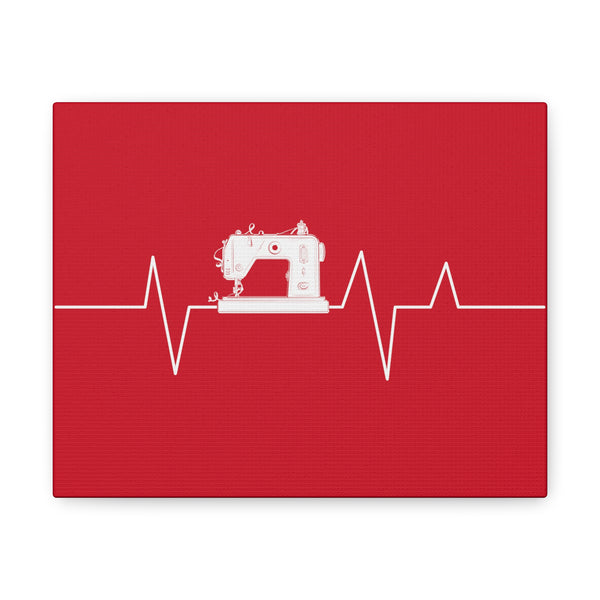 Sewing Machine Heart Beat - Red - Canvas Gallery Wraps