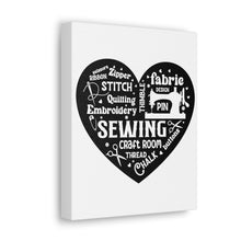 Black Sewing Word Cloud - Canvas Gallery Wraps