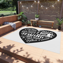 Black Sewing Word Cloud Outdoor Rug