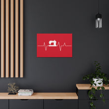 Sewing Machine Heart Beat - Red - Canvas Gallery Wraps