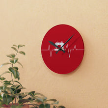 Sewing Machine Heart Beat Acrylic Wall Clock - Red