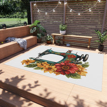 Vintage Floral Sewing Machine Outdoor Rug