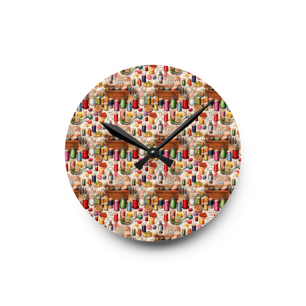 Watercolor Sewing Supplies 11 Acrylic Wall Clock