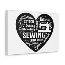 Black Sewing Word Cloud - Canvas Gallery Wraps