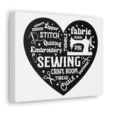 Black Sewing Word Cloud - Canvas Gallery Wraps