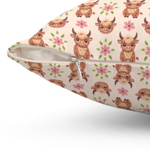 Cartoon Baby Highland Cow Spun Polyester Square Pillow