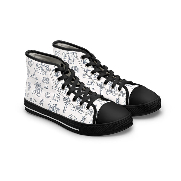 Outlined Sewing Elements Women's High Top Sneakers