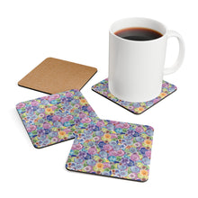 Packed Watercolor Buttons Corkwood Coaster Set