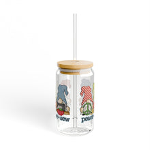 Peace, Love, Sew Gnomes Sipper Glass, 16oz