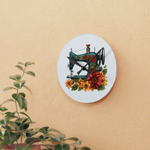 Vintage Floral Sewing Machine Acrylic Wall Clock