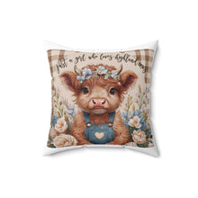 Loves Highland Cows Spun Polyester Square Pillow