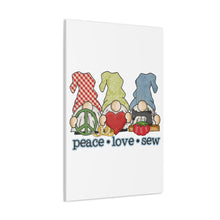 Peace, Love, Sew Gnomes - Canvas Gallery Wraps - White