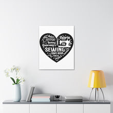 Black Sewing Word Cloud - Canvas Gallery Wraps