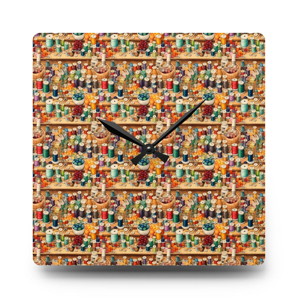 Watercolor Sewing Supplies 10 Acrylic Wall Clock