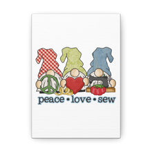 Peace, Love, Sew Gnomes - Canvas Gallery Wraps - White