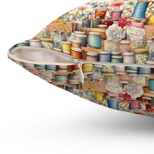 Watercolor Sewing Supplies 2 Spun Polyester Square Pillow