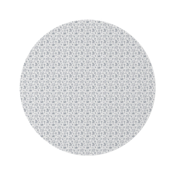 Outlined Sewing Elements Round Rug