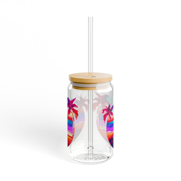 Colorful Beach Sunset Sipper Glass, 16oz