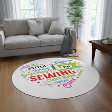 Colorful Sewing Word Cloud Round Rug