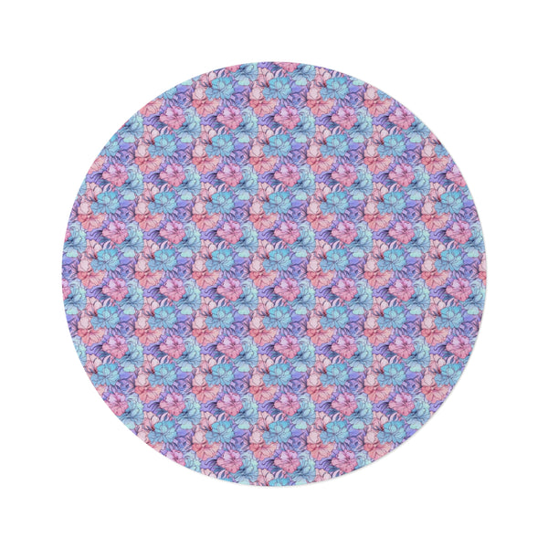 Pastel Alcohol Ink Flowers Pattern 6 Round Rug