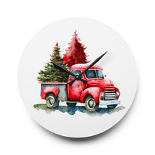 Watercolor Christmas Truck Acrylic Wall Clock - White