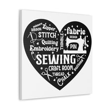 Black Sewing Word Cloud - Canvas Gallery Wraps