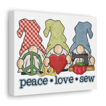 Peace, Love, Sew Gnomes - Canvas Gallery Wraps - White