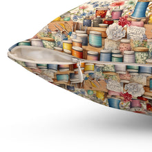 Watercolor Sewing Supplies 2 Spun Polyester Square Pillow