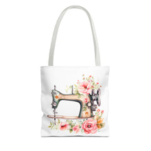 Blue Floral Sewing Machine Tote Bag