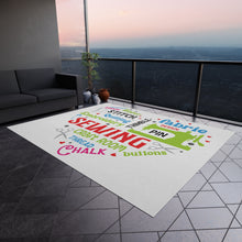 Colorful Sewing Word Cloud Outdoor Rug