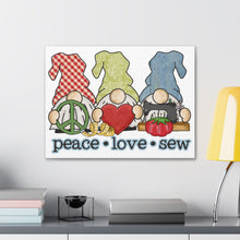 Peace, Love, Sew Gnomes - Canvas Gallery Wraps - White