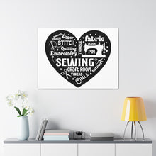 Black Sewing Word Cloud - Canvas Gallery Wraps