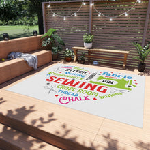 Colorful Sewing Word Cloud Outdoor Rug