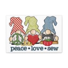 Peace, Love, Sew Gnomes - Canvas Gallery Wraps - White